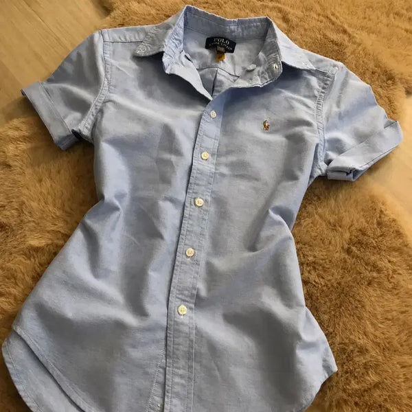 [BUNJANG] Polo Ralph Lauren Women's Short Sleeve Shirt Sky Blue Size 90 / 폴로 셔츠