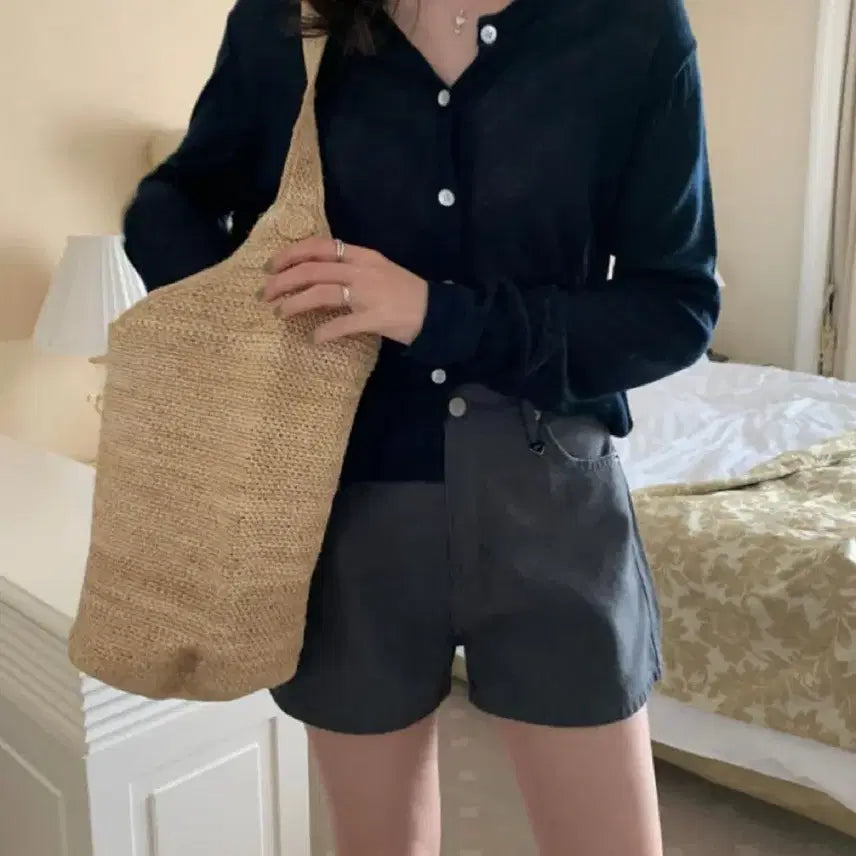 [BUNJANG] Pretty Young Thing Summer Linen Round Cardigan Navy / Pyt 프리티영띵 썸머 린넨 라운드 가디건 네이비