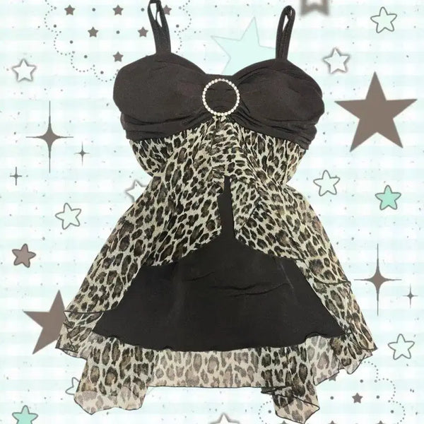 [BUNJANG] Cecil McBee Leopard Camisole Tunic Top / 고전 세실맥비 레오파드 호피 캐미솔 튜닉 탑 공겜여주 고딕 헤이세이 오네갸루 라떼갸루 로걀탑 베메클 엑시즈팜 리즈리사 y2k 핀터깔
