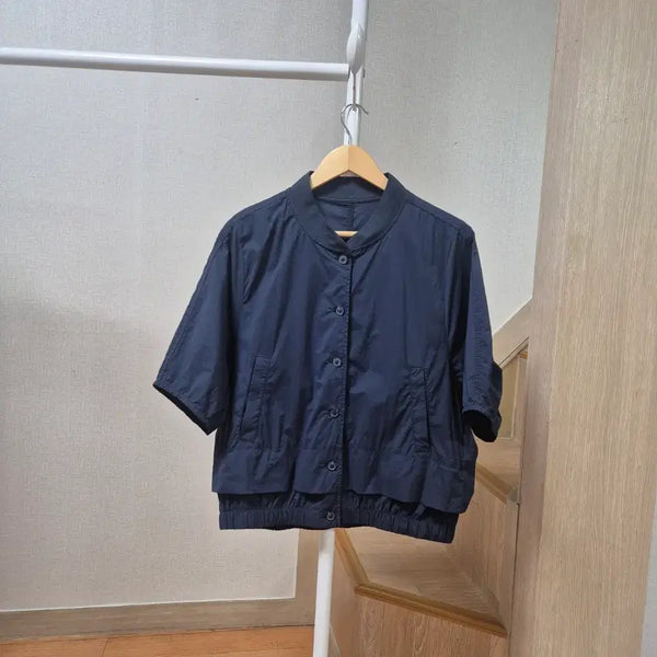 [BUNJANG] Navy Short Sleeve Jacket / 바스락 네이비 반팔 자켓