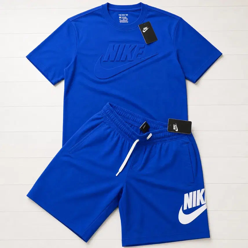 [BUNJANG] Nike Short Sleeve T-Shirt and Shorts Training Set Blue L / 나이키 반팔 반바지 트레이닝 세트 블루 L 미개봉 새상품