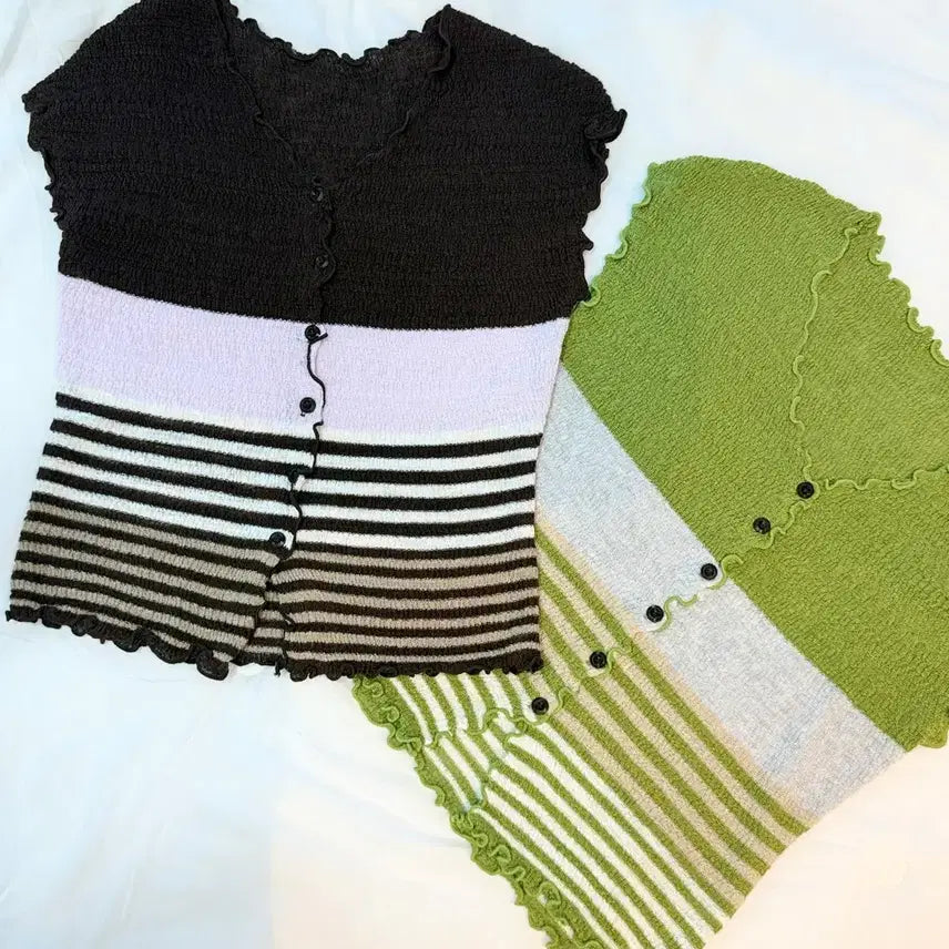 [BUNJANG] Color Block Knit Cardigan / (새상품)컬러 배색 니트 가디건 2color