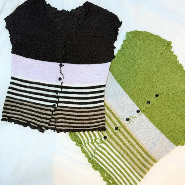 [BUNJANG] Color Block Knit Cardigan / (새상품)컬러 배색 니트 가디건 2color