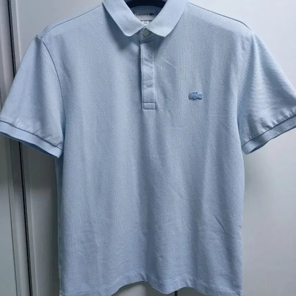 [BUNJANG] Lacoste Paris Polo Short Sleeve Shirt Light Blue / 라코스테 반팔 파리폴로 카라티 라이트 블루(경량패딩 블루종 자켓 집업)