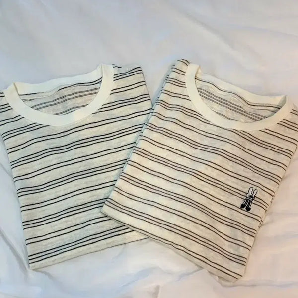 [BUNJANG] Striped Short-Sleeve T-Shirt / ( 새상품 ) 반팔 티셔츠 스트라이프 2color
