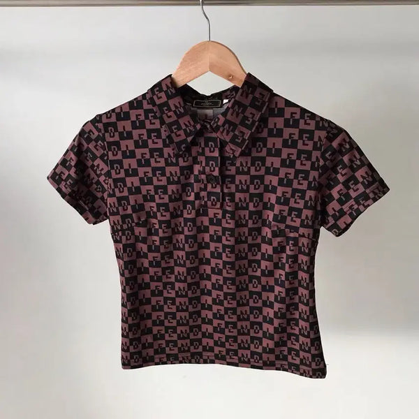 [BUNJANG] Fendi Logo Pattern Short Sleeve Shirt / 펜디 로고 패턴 카라 반팔