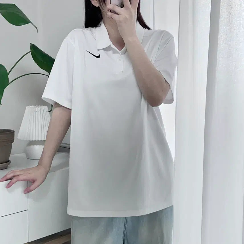 [BUNJANG] Nike White Swoosh Dri-FIT Short Sleeve Polo T-Shirt XL / 나이키 화이트 스우시 드라이핏 반팔카라티 [ XL ]