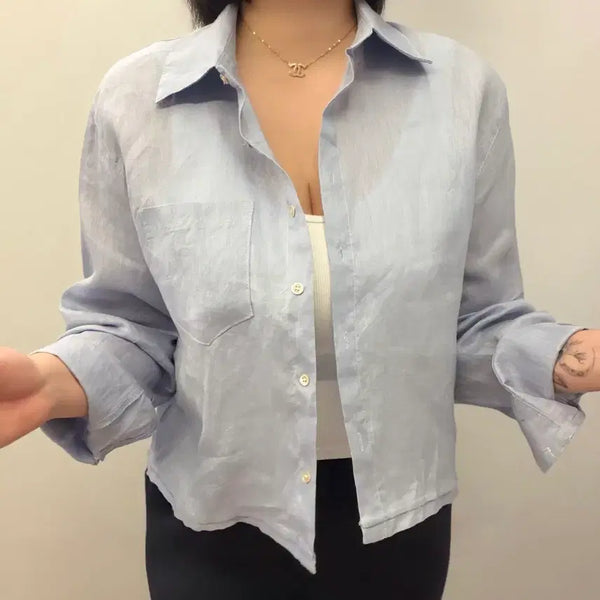 [BUNJANG] New Linen Shirt Sky Blue / (새상품) 소라색 마 린넨 셔츠