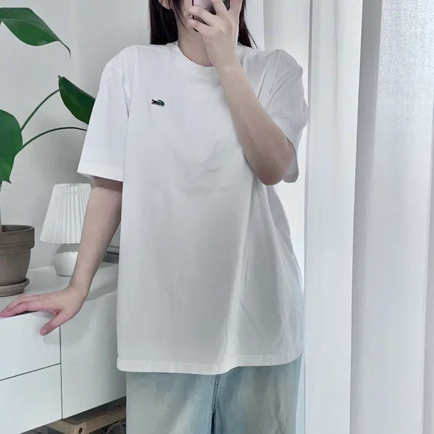 [BUNJANG] Lacoste White Round Neck T-Shirt - Size L / 라코스테 화이트 라운드 반팔티 [ L ]