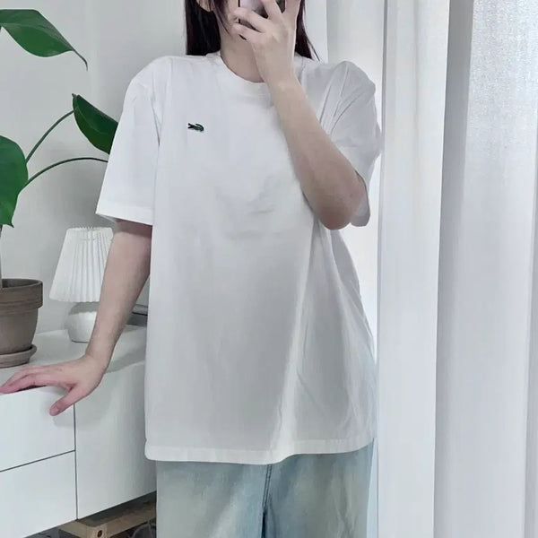 [BUNJANG] Lacoste White Round Neck T-Shirt - Size L / 라코스테 화이트 라운드 반팔티 [ L ]