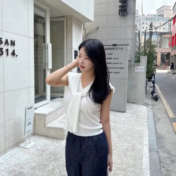 [BUNJANG] DOVE VIVID Knit Shawl Sleeveless Set / 드오브 비비드 니트 숄 나시 세트