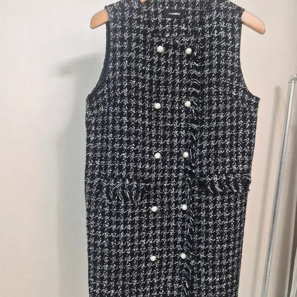 [BUNJANG] Tweed Dress Vest with Pearl Buttons / 트위드 원피스 베스트 진주 버튼