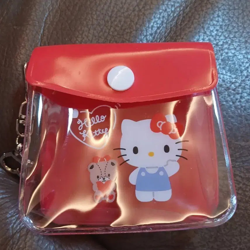 [BUNJANG] Hello Kitty Transparent Pouch Red / 헬로키티 투명 파우치 빨강