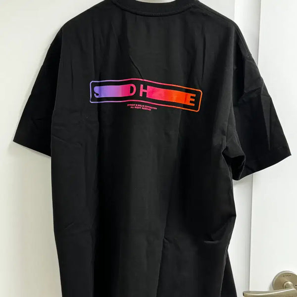 [BUNJANG] Solid Homme Gradient Back Logo Embroidery Short Sleeve T-shirt Black Size 52 / 솔리드옴므 그라데이션 백로고 자수 반팔 티셔츠 블랙 52 사이즈 110 솔옴 솔리드 Solid