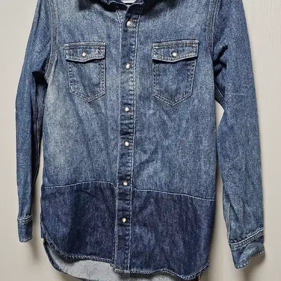 [BUNJANG] Japanese Vintage Two-Tone Wash Denim Shirt / 일본 빈티지 청 데님 셔츠