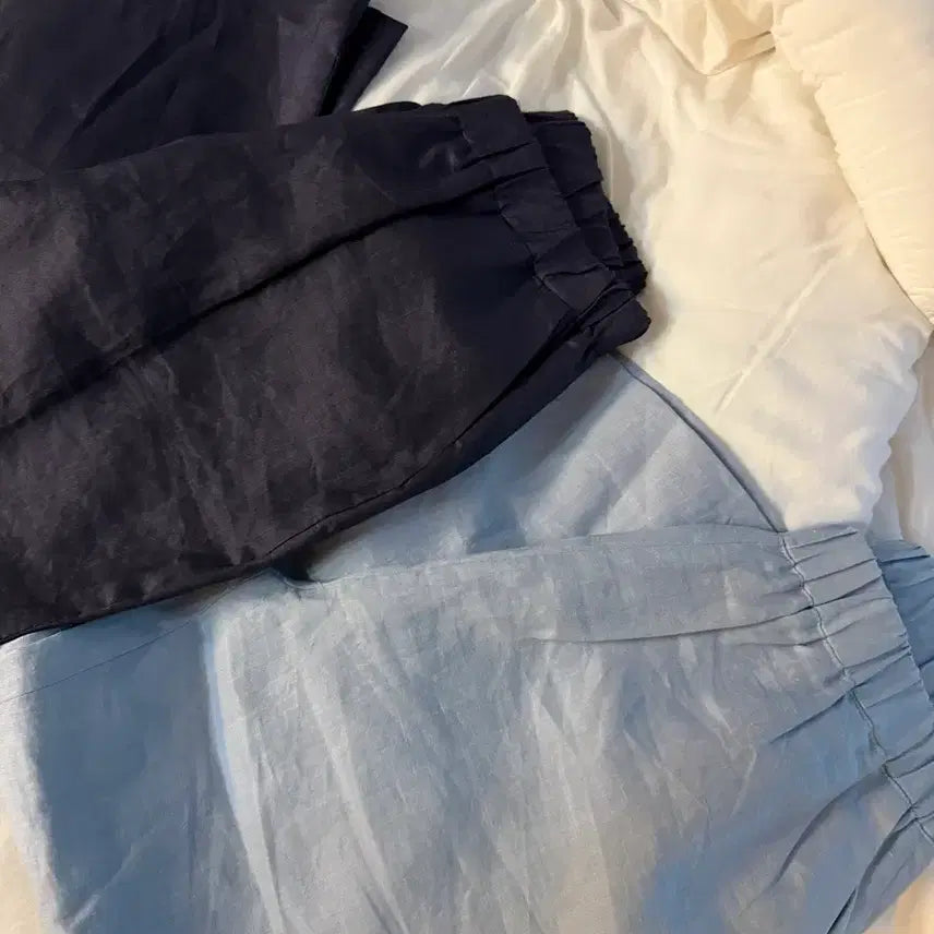 [BUNJANG] Linen Blend Pants Navy/Sky / (새상품) 마 재질 팬츠 네이비/소라색