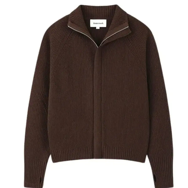 [BUNJANG] Toniewalk Super Fine Merino Wool Placket Zip-Up Knit Brown L / 토니웩 수퍼 파인 메리노울 플라켓 집업 니트 브라운 L 새제품