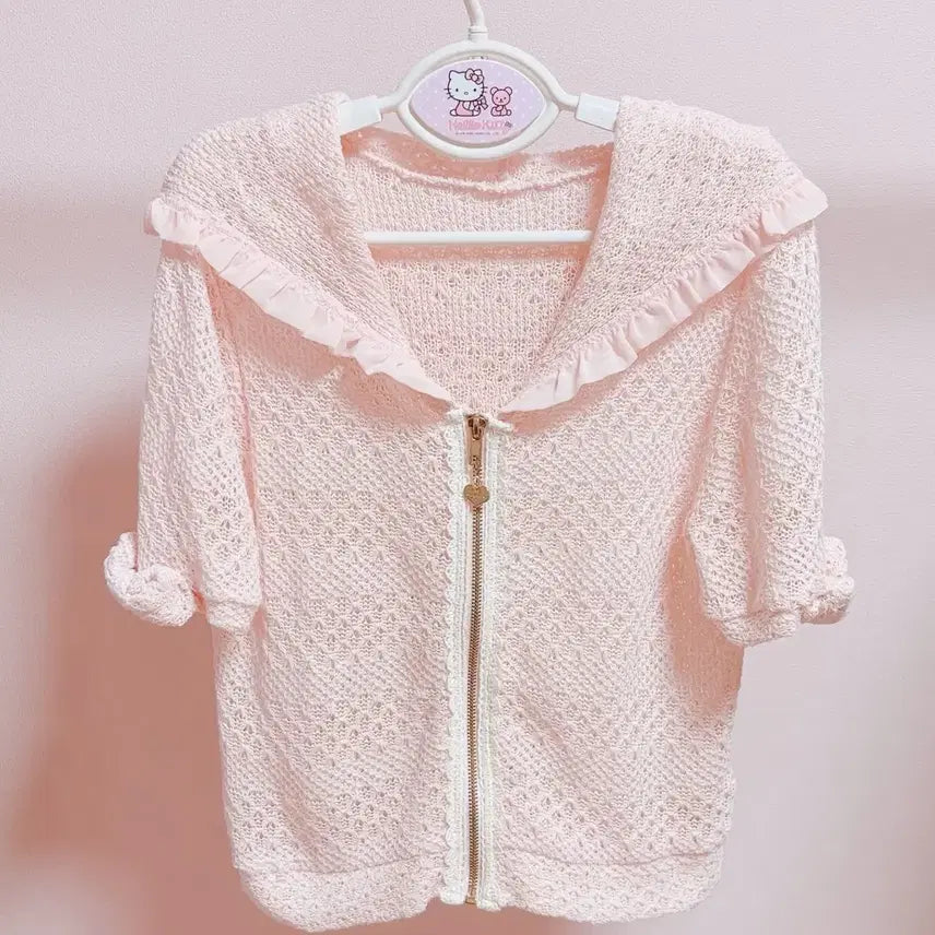 [BUNJANG] Japanese Vintage Hime Gyaru Ribbon Cardigan / 일본 빈티지 히메갸루 리본 가디건 히메카지 핑크세스