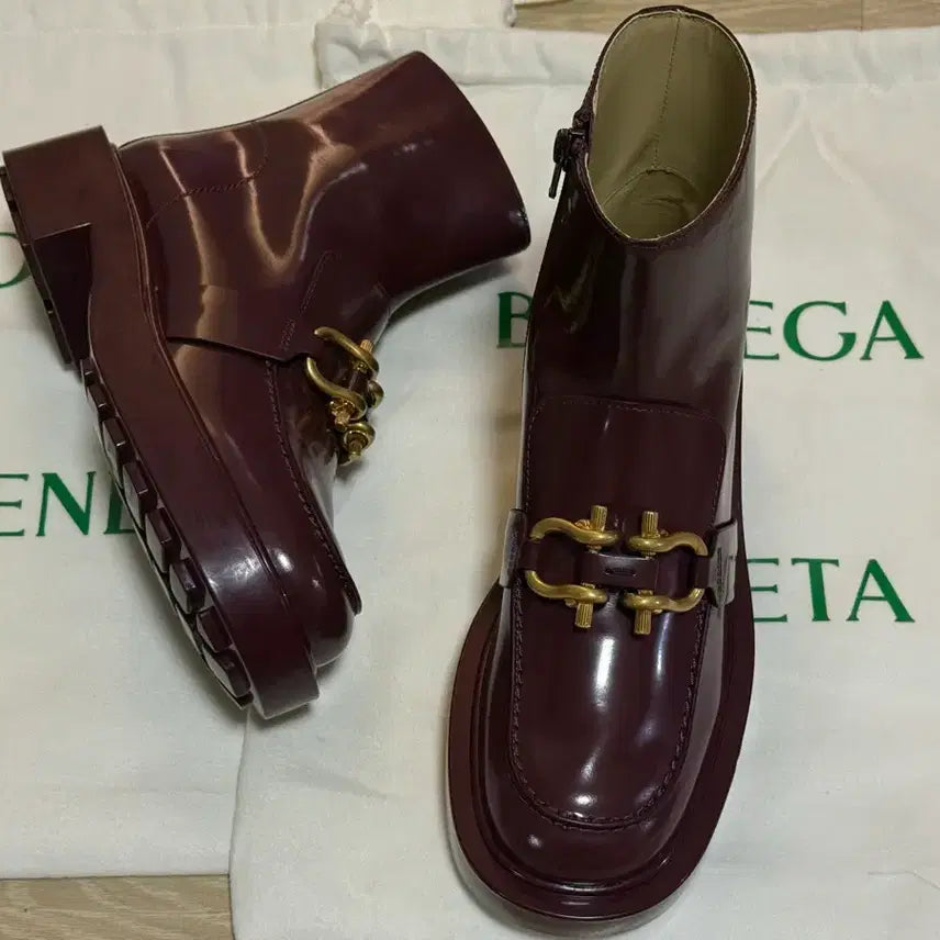 [BUNJANG] Bottega Veneta Burgundy Horsebit Ankle Boots / 보테가베네타 앵클부츠 230 새상품