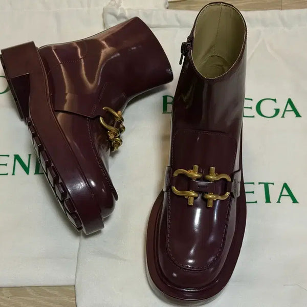 [BUNJANG] Bottega Veneta Burgundy Horsebit Ankle Boots / 보테가베네타 앵클부츠 230 새상품