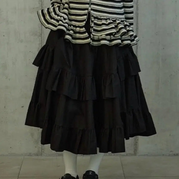 [BUNJANG] Hocus Pocus Plain Long Skirt Black / 호쿠스포쿠스 플레인 롱 스커트 블랙