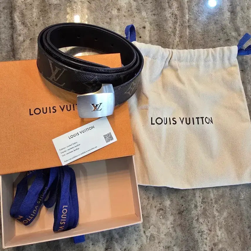 [BUNJANG] Louis Vuitton Monogram Silver Buckle Belt (90/36) - Full Set / [정품/극미중고] 루이비통 모노그램 은장 버클 벨트 (90/36 사이즈) - 풀구성