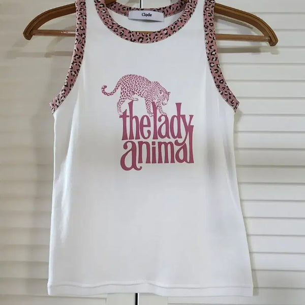 [BUNJANG] Cloze Leopard Print Raglan Sleeveless T-Shirt / (새상품) 클로제 호피 나그랑 민소매 티셔츠
