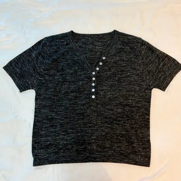 [BUNJANG] Charcoal Solid Short Sleeve T-Shirt / (새상품) 차콜 단색 반팔 티셔츠