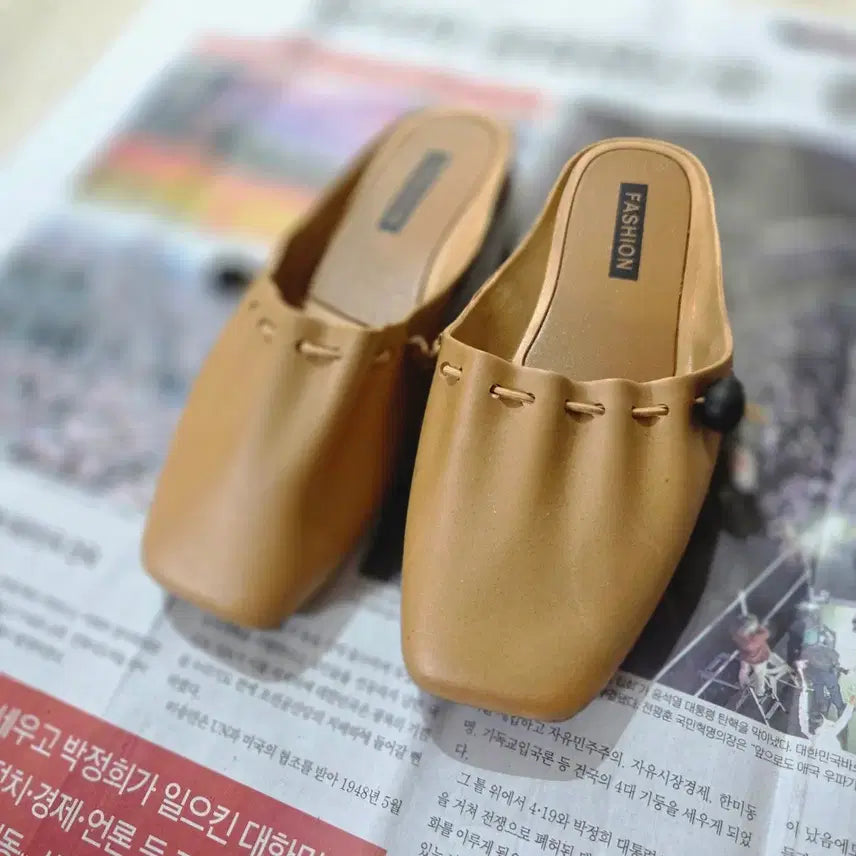 [BUNJANG] Drawstring Design Mule Slippers 240 / 조리개 디자인 뮬 슬리퍼 240
