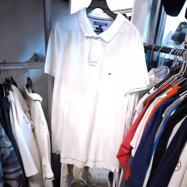 [BUNJANG] Tommy Hilfiger Short Sleeve Polo Shirt White / 타미힐피거 반팔 카라티 흰색