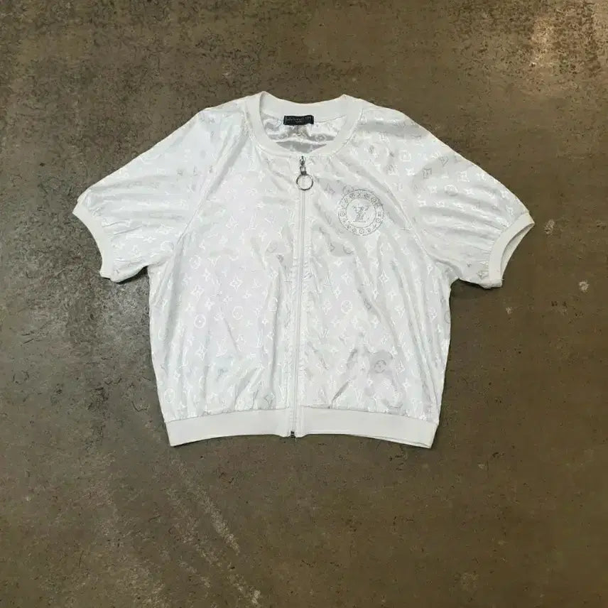 [BUNJANG] Louis Vuitton Women's Zip-Up Short Sleeve Top White XL / 루이비통 여성 반팔 집업 XL 화이트