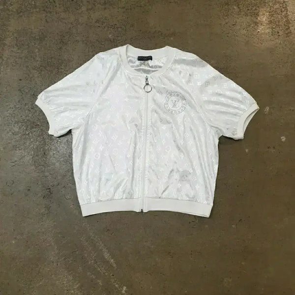 [BUNJANG] Louis Vuitton Women's Zip-Up Short Sleeve Top White XL / 루이비통 여성 반팔 집업 XL 화이트