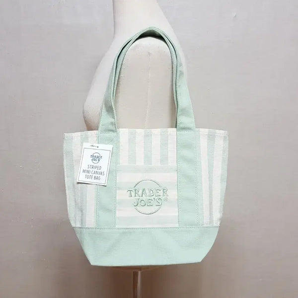 [BUNJANG] Trader Joe's Mint Stripe Canvas Mini Eco Bag / 2026신상)트레이더조 민트 스트라이프 캔버스 미니 에코백