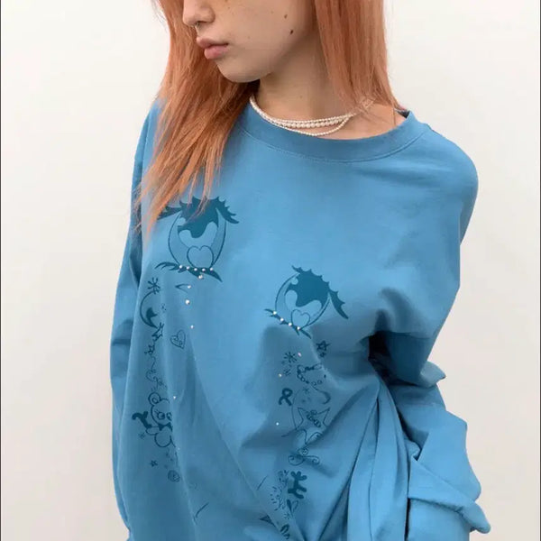 [BUNJANG] Type Service Cry Eyes Ruched Top - Blue / 타입서비스 Cry Eyes Ruched Top 블루