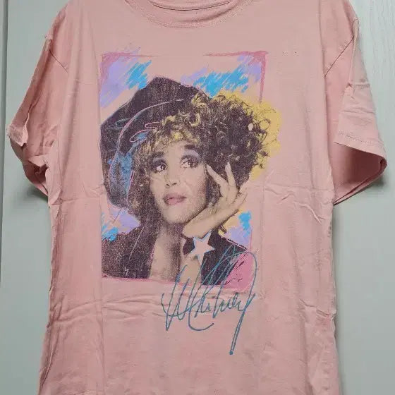 [BUNJANG] Whitney Houston Graphic T-Shirt Pink / 휘트니 휴스턴 반팔 티셔츠 핑크