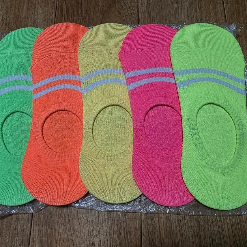 [BUNJANG] Neon Color No-Show Socks (5-Pair Set) / 형광 네온 컬러 덧신