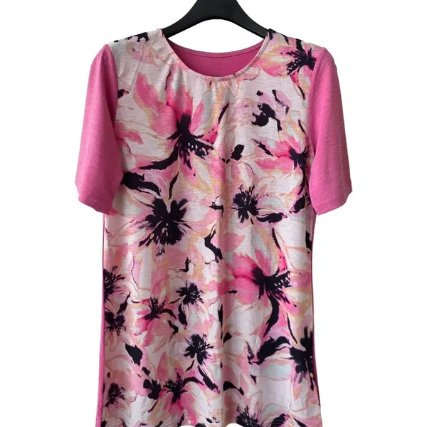 [BUNJANG] Pink Floral Pattern T-Shirt (Size 55) / 55/핑크 꽃무늬 티셔츠