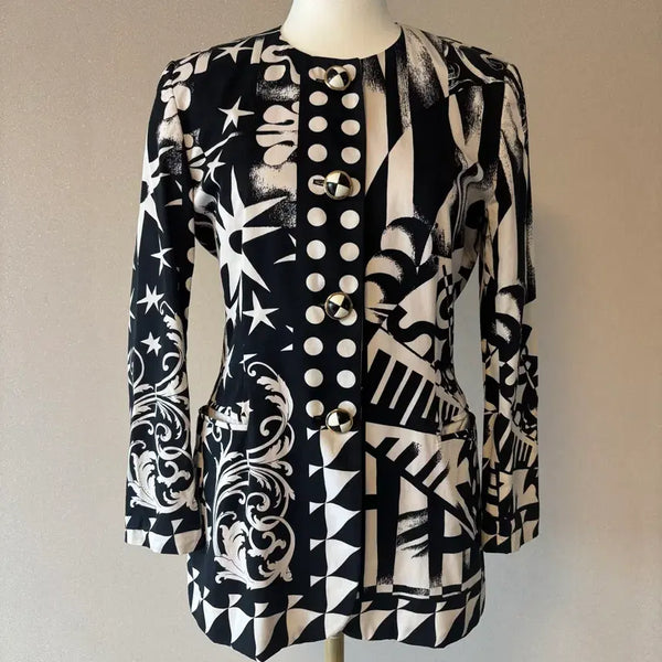 [BUNJANG] Escada Printed Cotton Jacket / [정품] Escada 에스카다 프린트 코튼 자켓