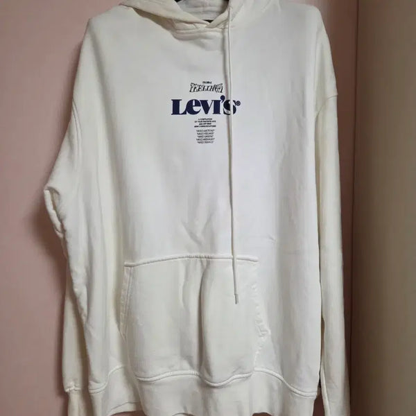 [BUNJANG] Levi's White Logo Print Hoodie / 리바이스 후드티 화이트