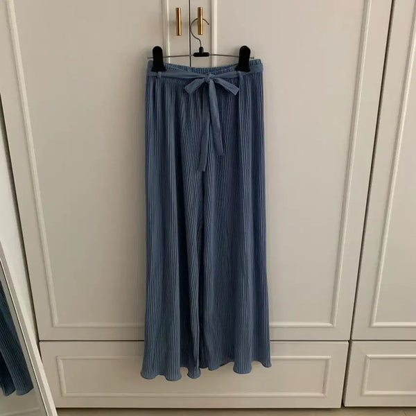 [BUNJANG] Sky Blue Pleated Wide Pants / 시원하고편한 하늘색 주름 플리츠 와이드 팬츠