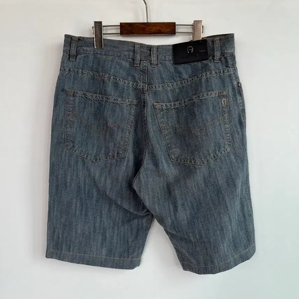 [BUNJANG] AIGNER Linen Blend Denim Shorts / AIGNER 아이그너 린넨 면 여름 데님 반바지
