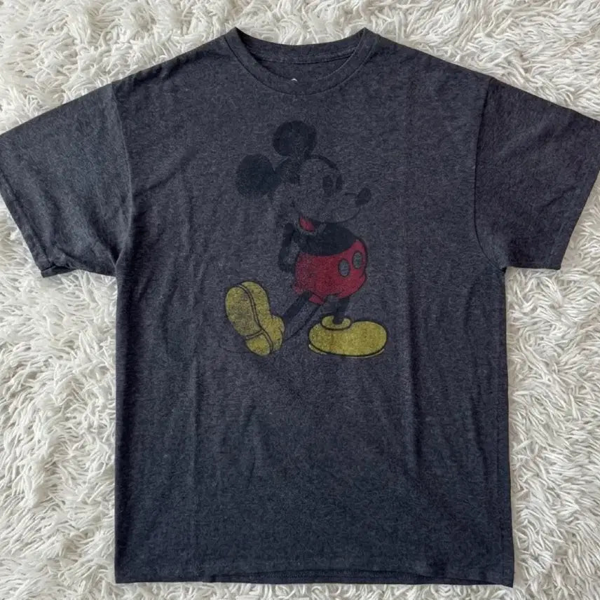 [BUNJANG] Disney Official Mickey Mouse Short Sleeve T-Shirt Grey / 디즈니 오피셜 미키마우스 반팔 티셔츠 그레이