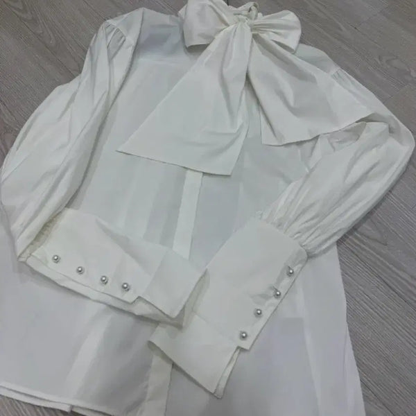 [BUNJANG] JS.NEWYORK Pearl Ribbon Blouse / JS.NEWYORK 진주리본블라우스 제이에스뉴욕