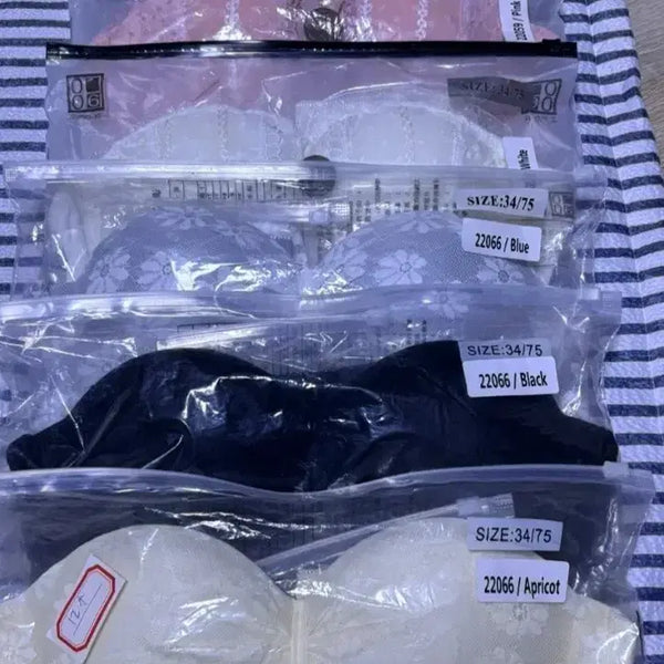 [BUNJANG] Women's Bra and Panty Set (6-Piece) / 브라렛 블랙/블루/애프리콧/핑크/화이트  6개 세트