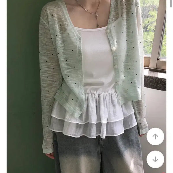[BUNJANG] A-bly See-Through Dot Cardigan / (새상품)에이블리 시스루 도트 가디건 살안타템 봄,여름