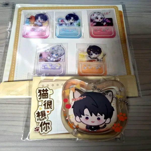 [BUNJANG] Love and Deep Space Houshu Cat Butler Badge Case Cover Bookmark Bundle Set / 러브앤딥스페이스 럽딥 하우주 냥집사 뱃지 케이스 커버 특전 책갈피