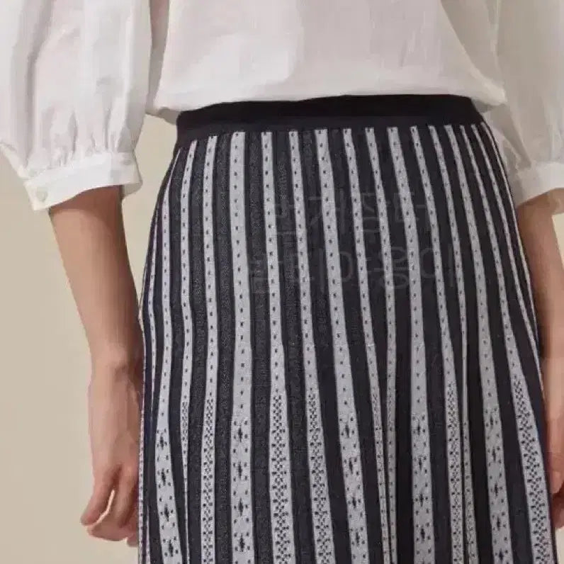 [BUNJANG] TheCashmere Rib Block Knit Long Skirt / 한섬 더캐시미어 리브 블록 니트 롱 스커트 플리츠 주름 밴딩 치마