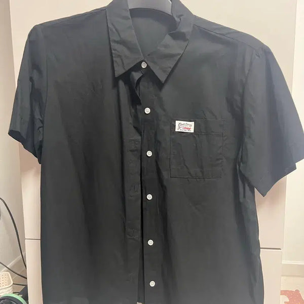 [BUNJANG] Basic Short Sleeve Shirt - Black / 반팔 셔츠 블랙