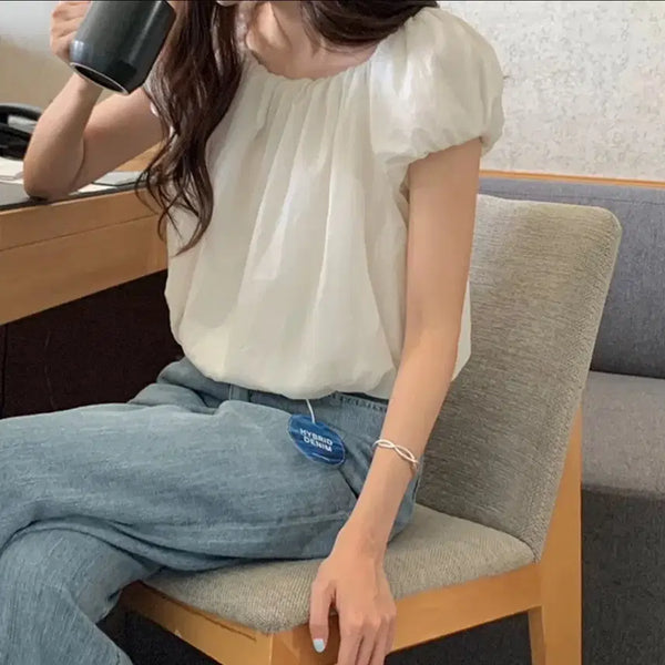 [BUNJANG] Ordinary Moment White Puff Blouse / 오디너리먼트 화이트 퍼프 블라우스