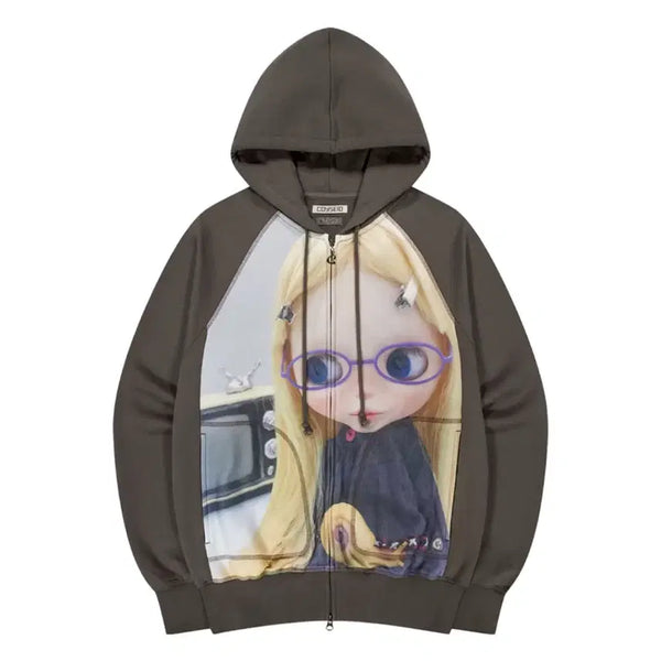 [BUNJANG] KOSEIO x Blythe Hoodie Brown / 코이세이오 x 브라이스돌 후드집업 브라운